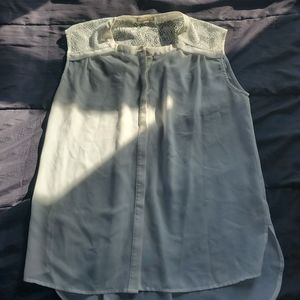 small white sheer sleeveless button front top
